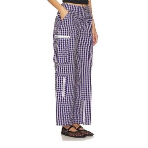 Danielle Guizio Rare Adrian Blue & White Gingham 100% Cotton Pant, size XS